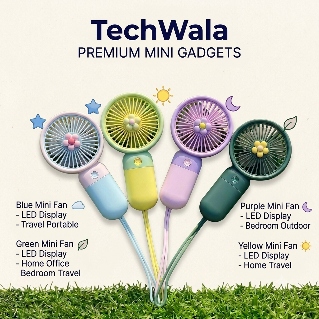 Mini  Foldable  Fans with LED Display